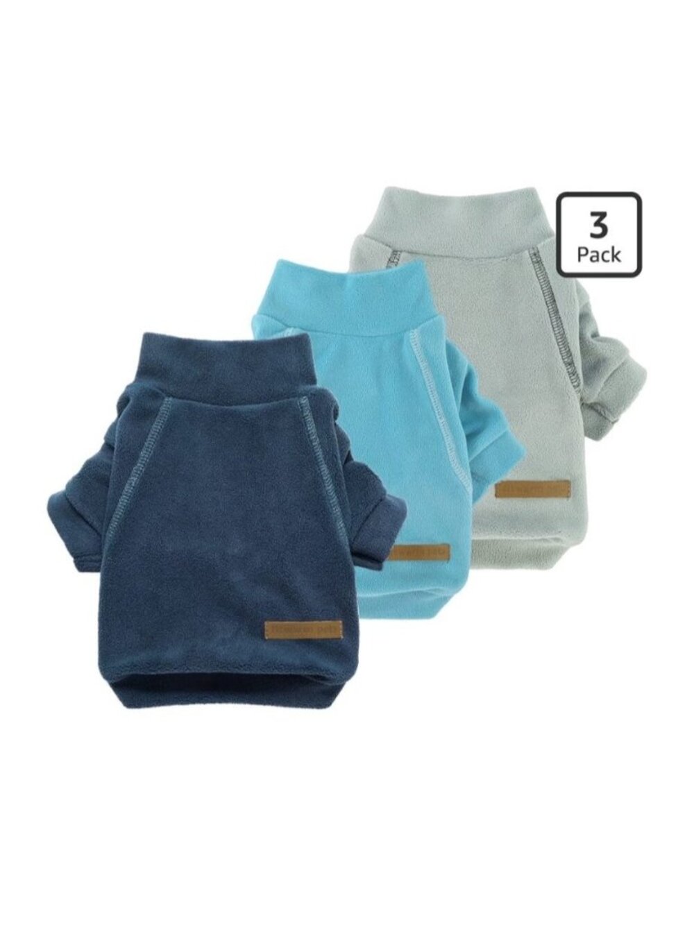 Fitwarm 3 Pack Fleece Dog Sweater S/M Turtleneck Winter Pullover Jacket